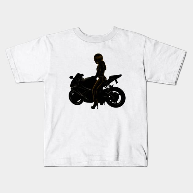 Motorradfahrerin Kids T-Shirt by sibosssr